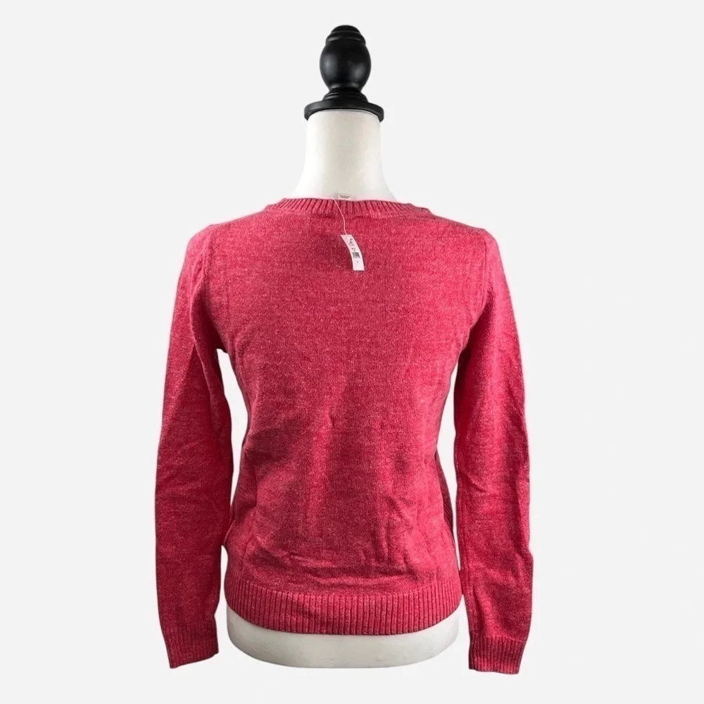 NWT GAP Women's Dark Pink Heather Cotton Crewneck Sweater Size S
